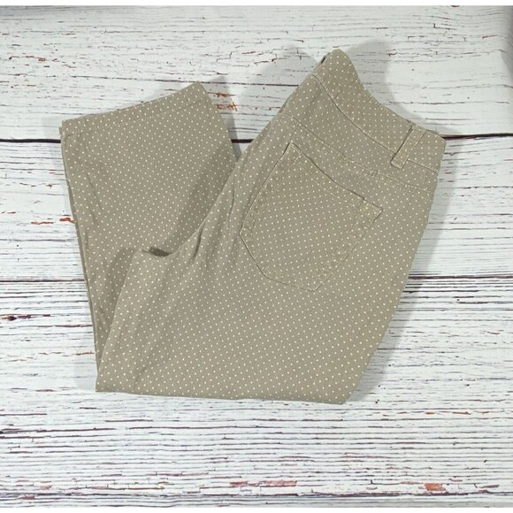 Relativity Capri Pants Womens Size 10 x 19 Polka Dot Tan Brown Long Shorts Jean - Picture 2 of 9
